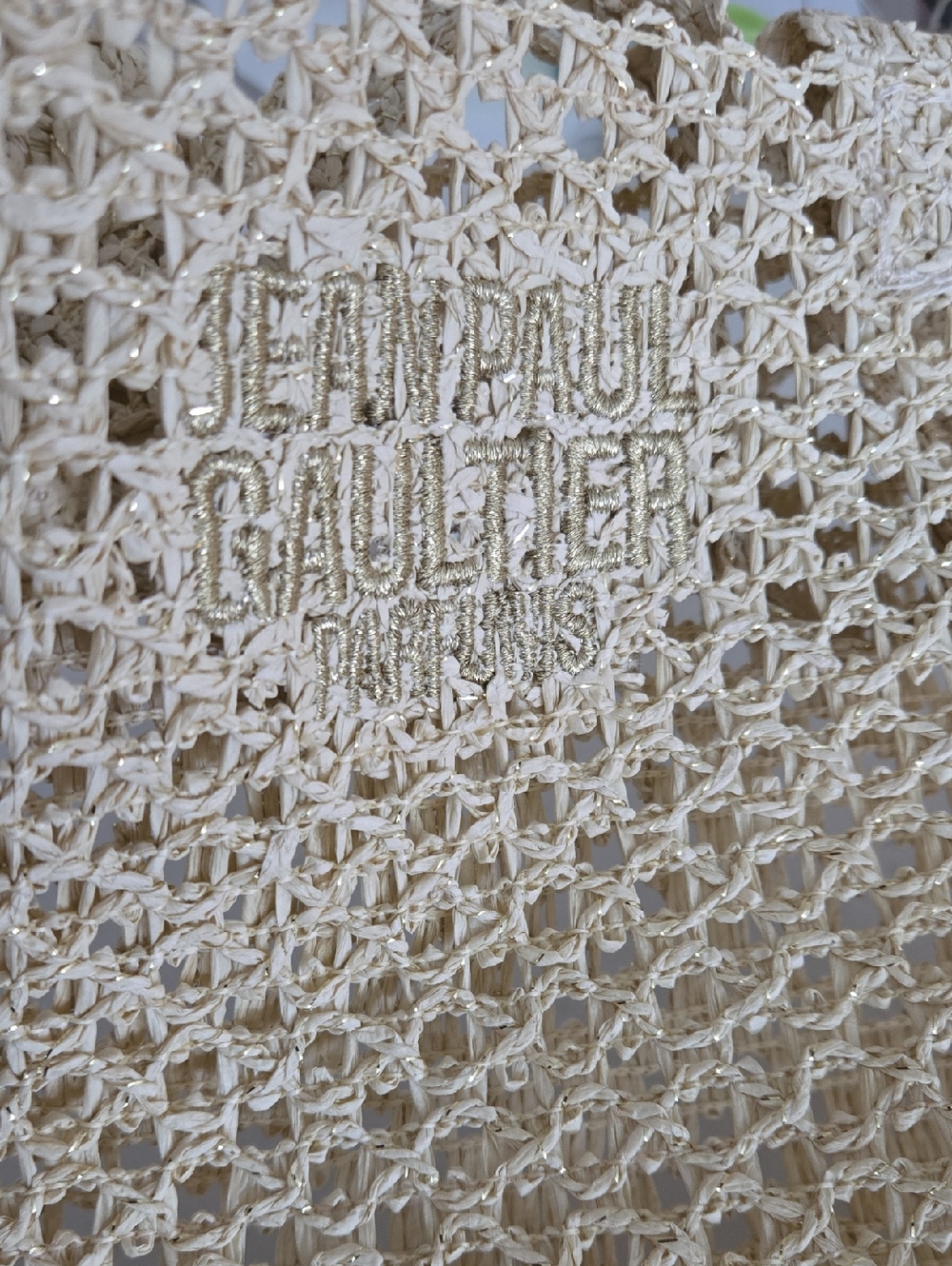 New Never Used Woven Crochet Raffia Tote Bag John Paul Gaultier Natural Staw Bag - Picture 2 of 12